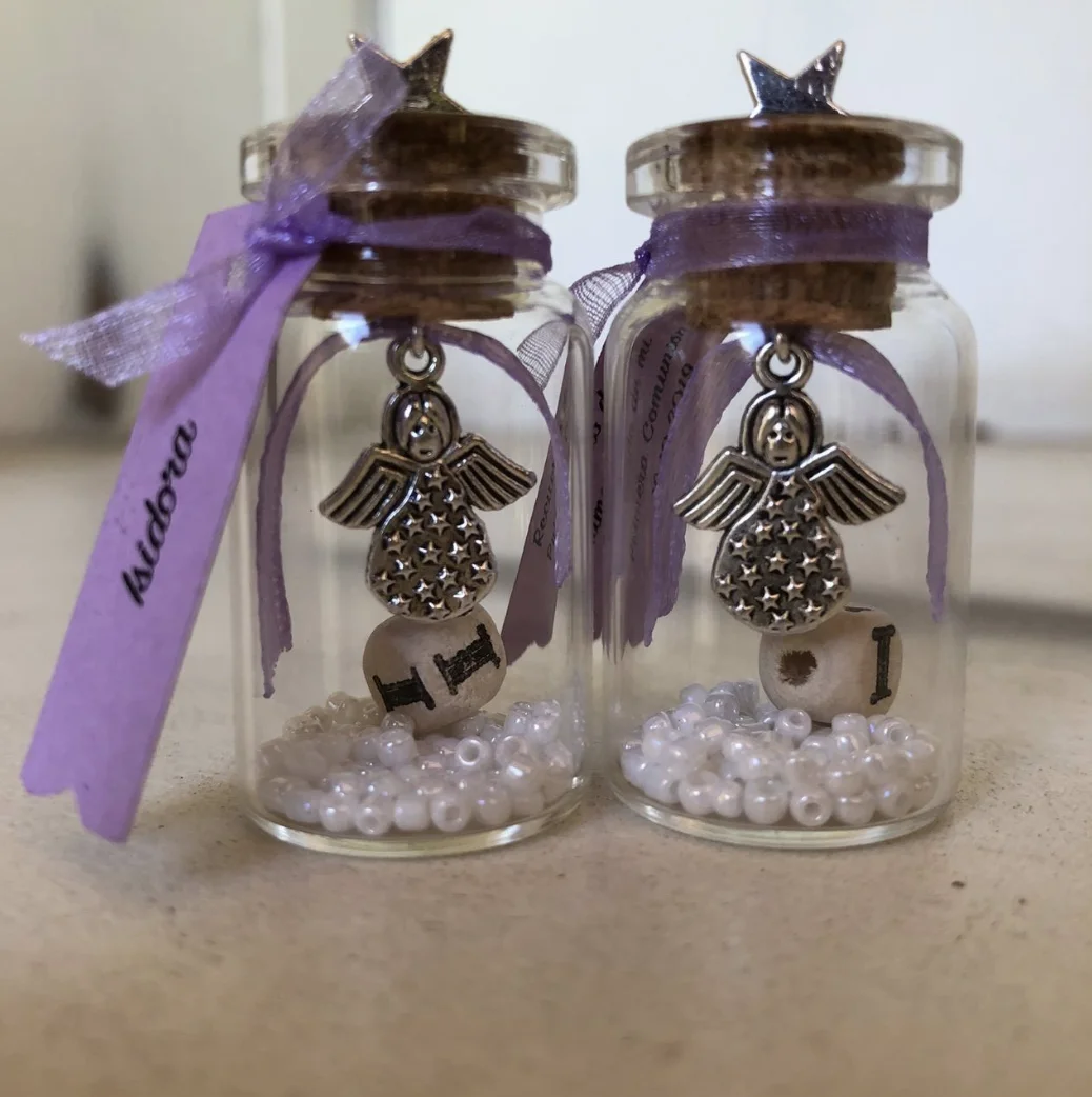 Recuerdo Bautizo Primera Comunión Angelito de la guarda en conserva mostacilla & estrella -$3.950- c/u - Imagen 3