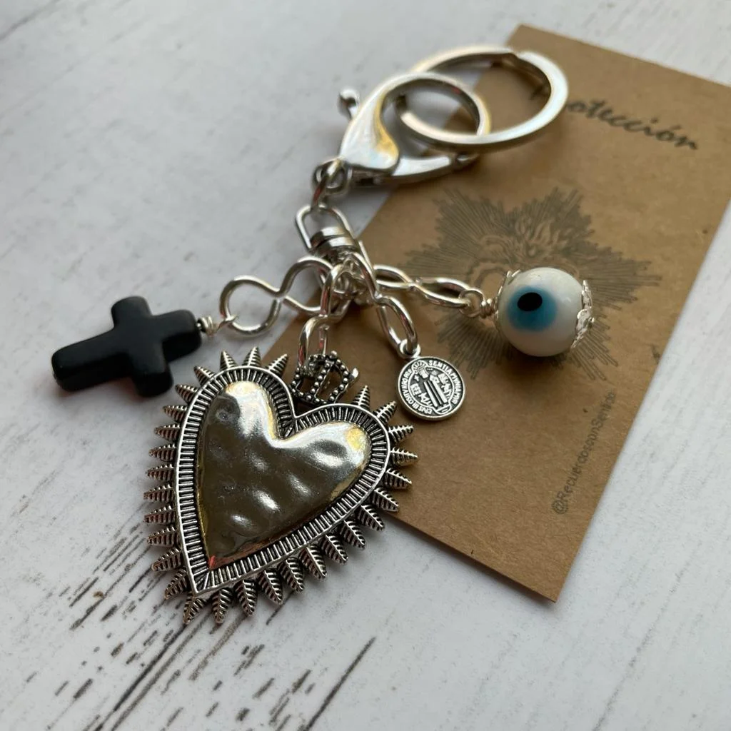 Llavero Detente Ojo Turco&Cruz Silver Protector