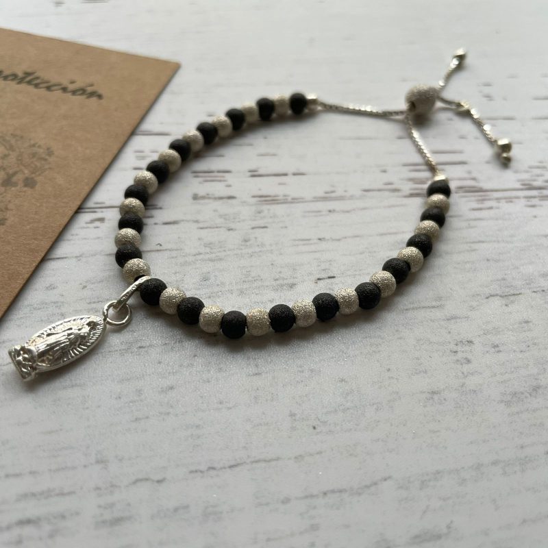 Pulsera pelotitas satinadas de P925 Virgen de Guadalupe - Imagen 3