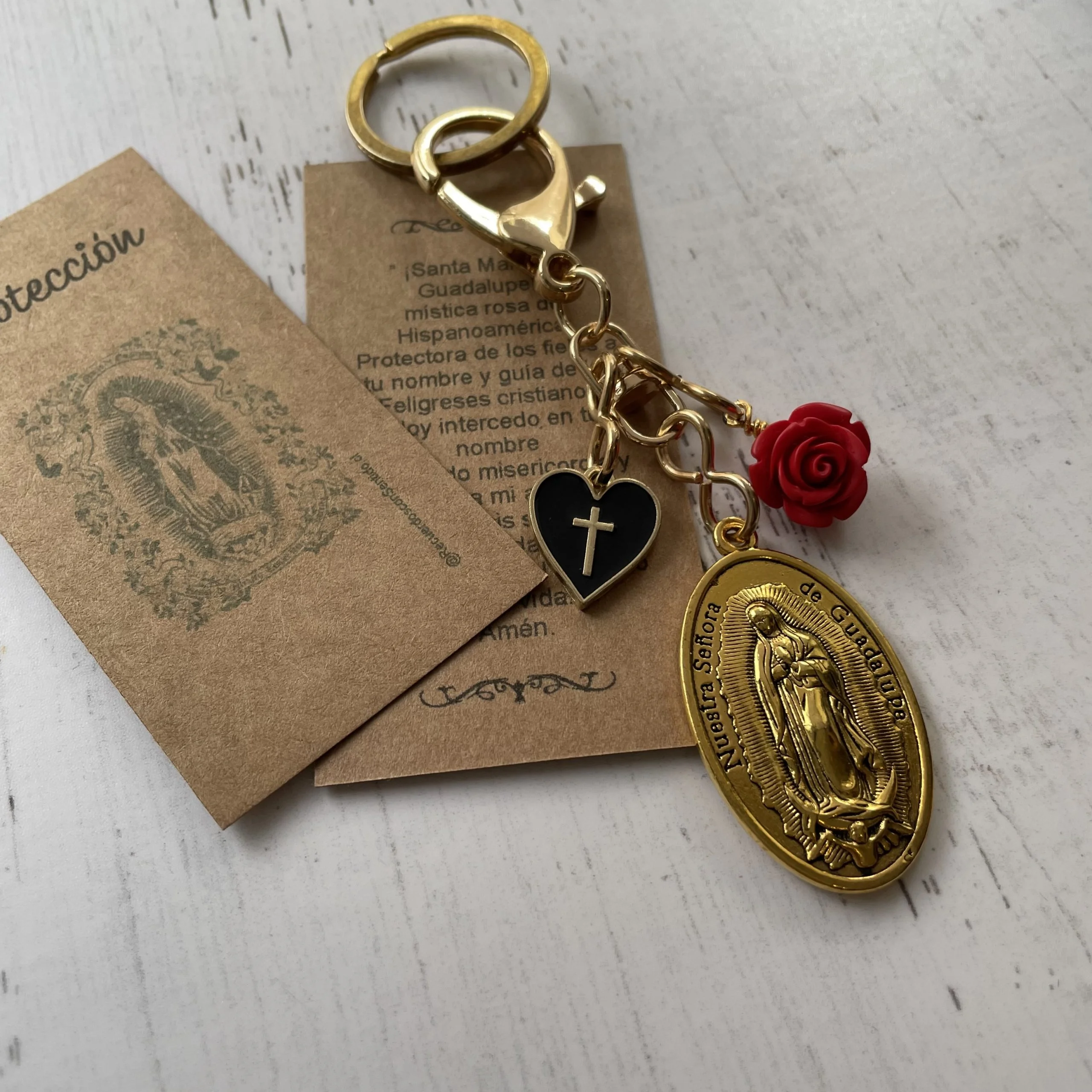 Llavero Virgen de Guadalupe Gold Protector - Imagen 3