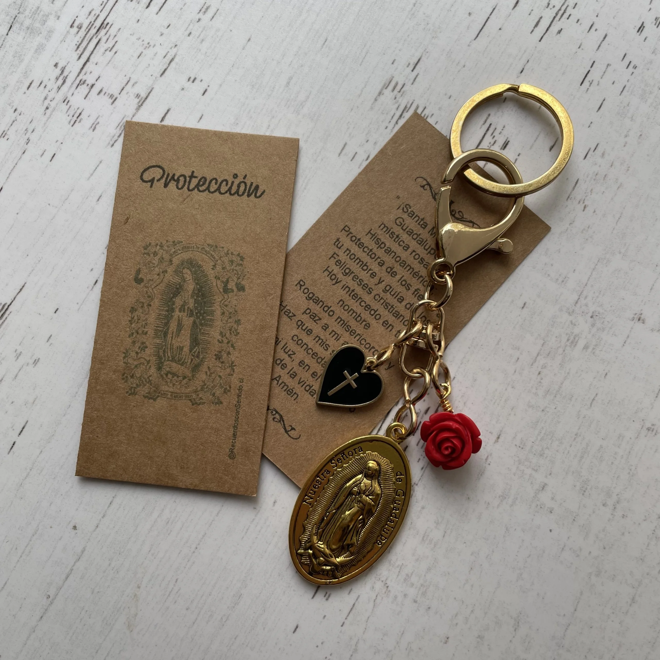 Llavero Virgen de Guadalupe Gold Protector - Imagen 4