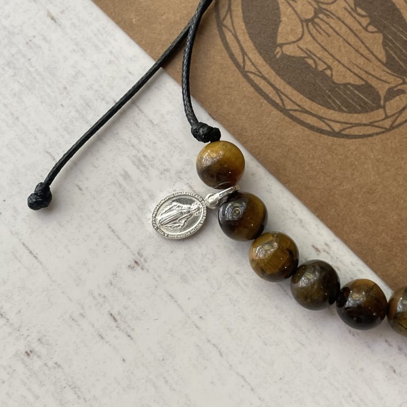 Pulsera ojo de tigre & Virgen de los rayos P925 - Imagen 2
