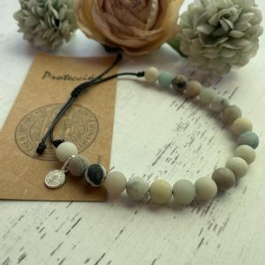Pulsera Amazonita Hombre San Benito P925