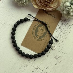 Pulsera piedra volcánica hombre virgen de los rayos