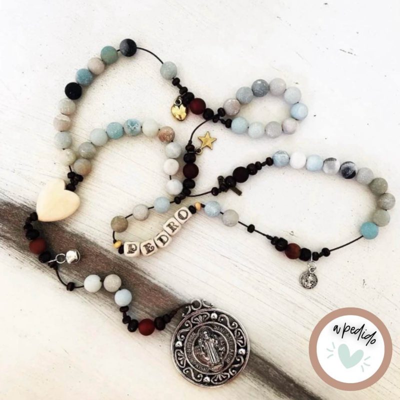 Rosario a Pedido piedra c/nombre madera personalizado desde $39.900