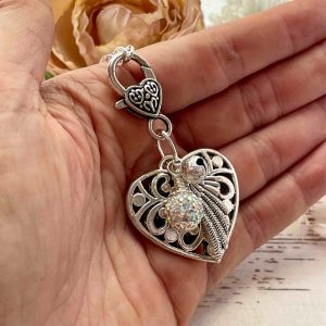 Llamador de ángel Auto corazón Tibetano - Blanco Tornasol