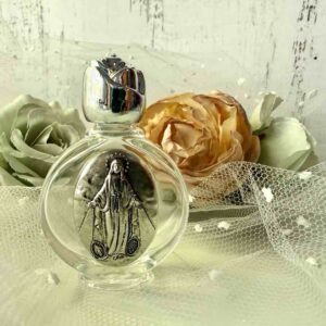 Botellita Agua Bendita Virgen de los Rayos Plateado